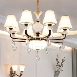 Moderne, eigentijdse retro luxe kristallen hanglamp kroonluchter met glazen kap