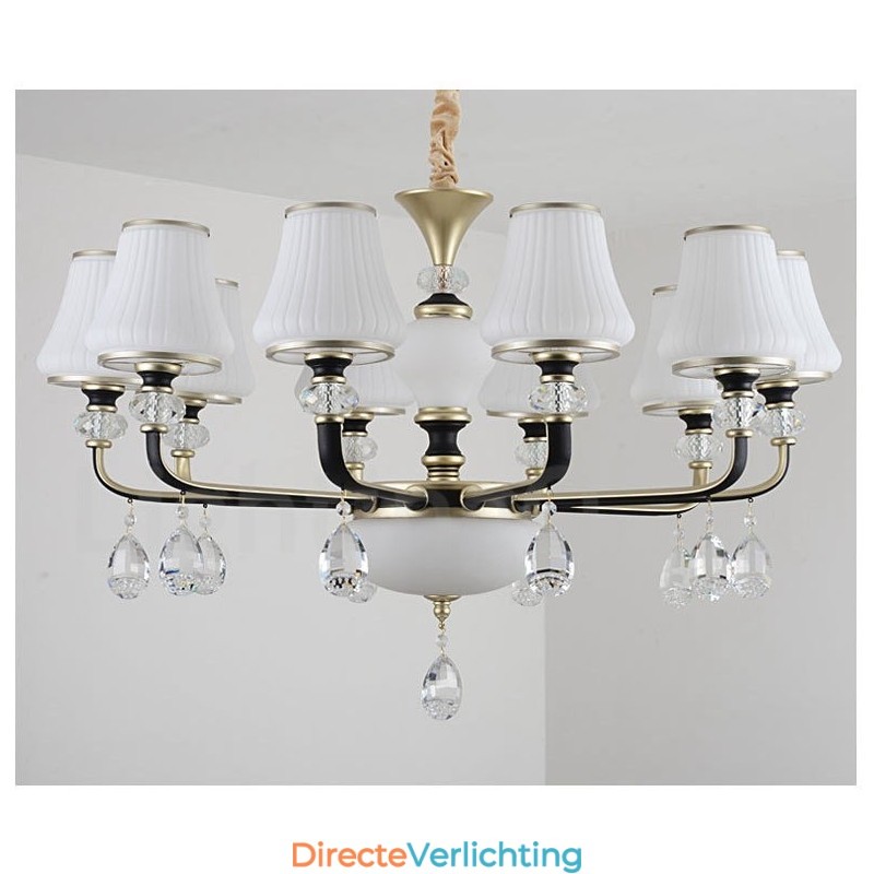 Moderne, eigentijdse retro luxe kristallen hanglamp kroonluchter met glazen kap