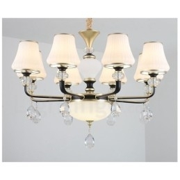 Moderne, eigentijdse retro luxe kristallen hanglamp kroonluchter met glazen kap