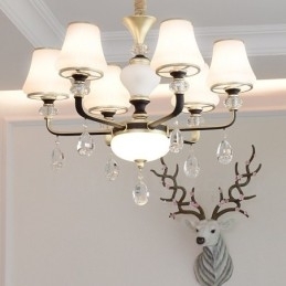 Moderne, eigentijdse retro luxe kristallen hanglamp kroonluchter met glazen kap