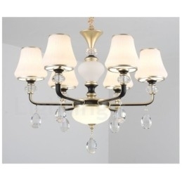 Moderne, eigentijdse retro luxe kristallen hanglamp kroonluchter met glazen kap
