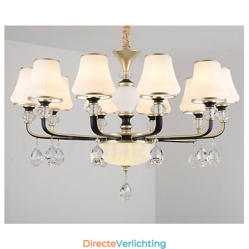 Moderne, eigentijdse retro luxe kristallen hanglamp kroonluchter met glazen kap
