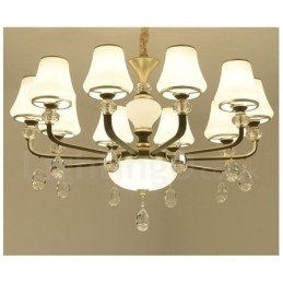 Moderne, eigentijdse retro luxe kristallen hanglamp kroonluchter met glazen kap