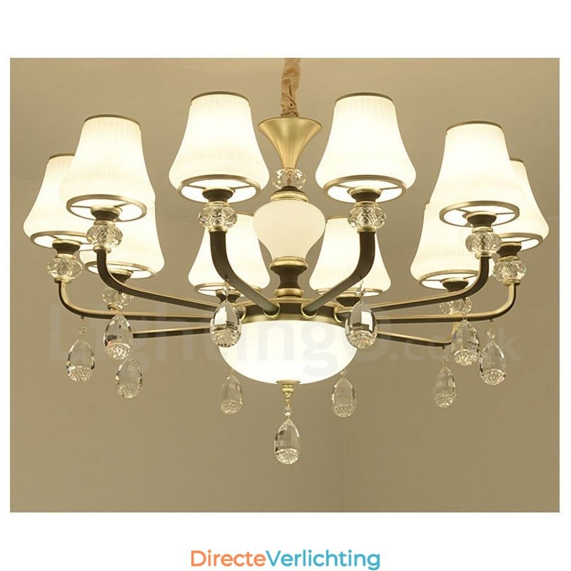 Moderne, eigentijdse retro luxe kristallen hanglamp kroonluchter met glazen kap