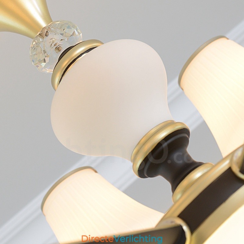 Moderne, eigentijdse retro luxe kristallen hanglamp kroonluchter met glazen kap