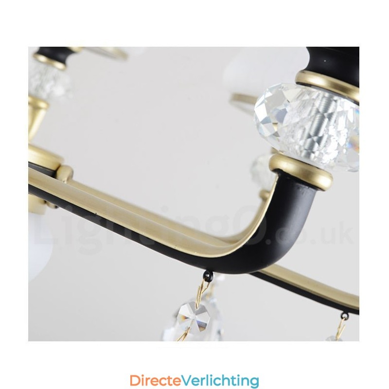 Moderne, eigentijdse retro luxe kristallen hanglamp kroonluchter met glazen kap
