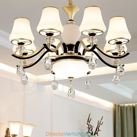 Moderne, eigentijdse retro luxe kristallen hanglamp kroonluchter met glazen kap Moderne, eigentijdse retro luxe kristallen hanglamp kroonluchter met glazen kap