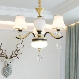 Moderne, eigentijdse retro luxe kristallen hanglamp kroonluchter met glazen kap