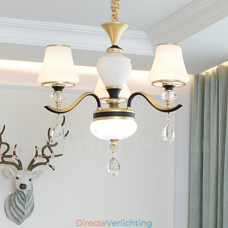 Moderne, eigentijdse retro luxe kristallen hanglamp kroonluchter met glazen kap