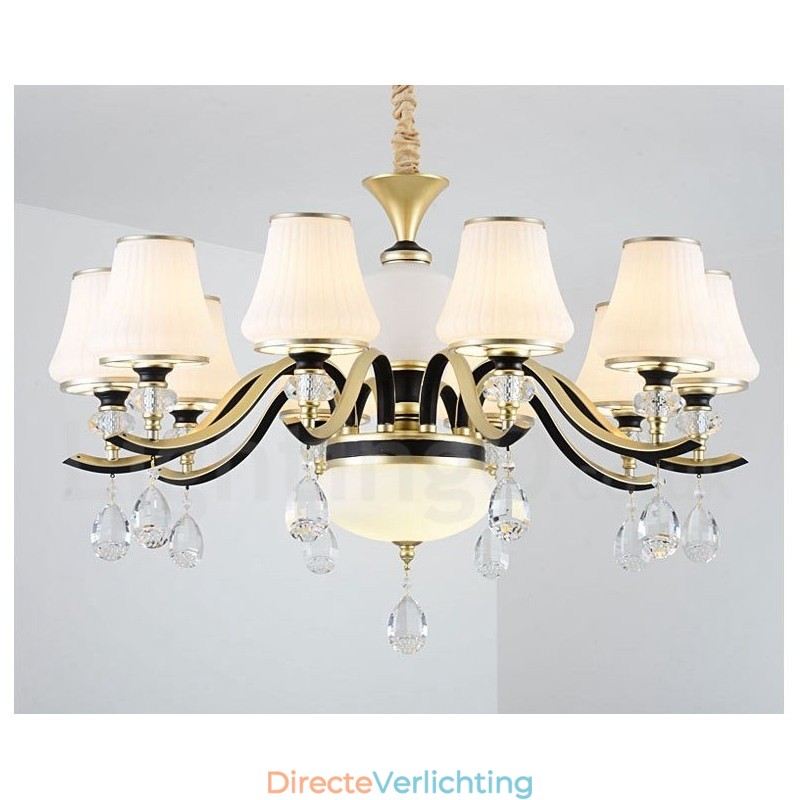 Moderne, eigentijdse retro luxe kristallen hanglamp kroonluchter met glazen kap