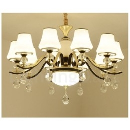 Moderne, eigentijdse retro luxe kristallen hanglamp kroonluchter met glazen kap