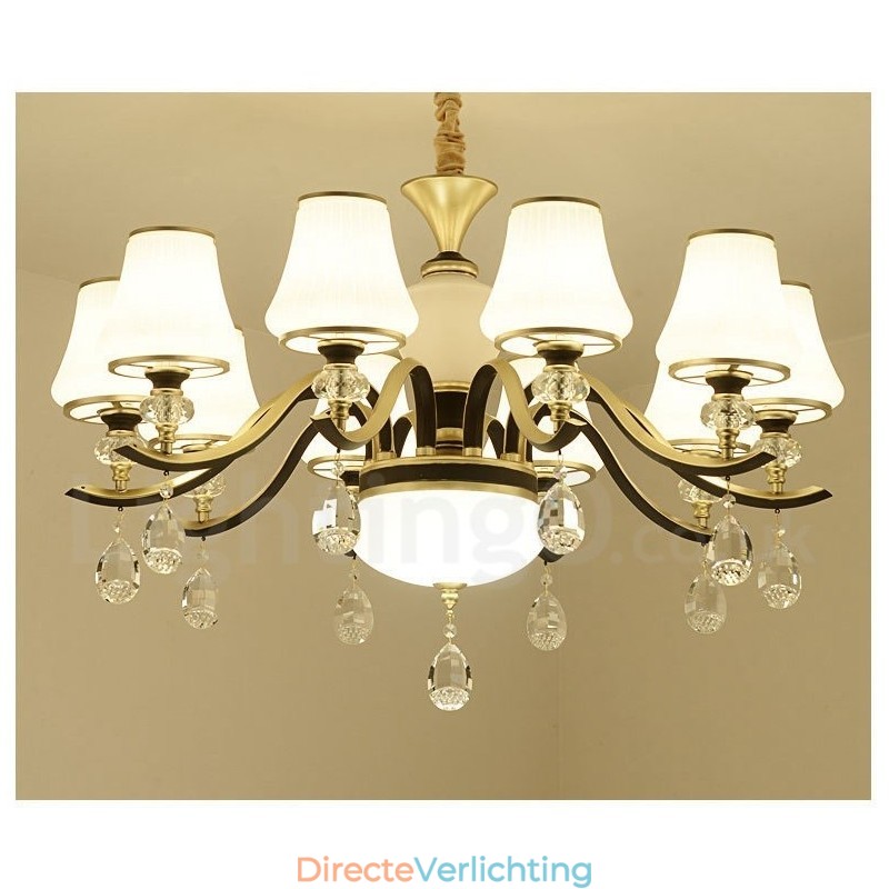 Moderne, eigentijdse retro luxe kristallen hanglamp kroonluchter met glazen kap