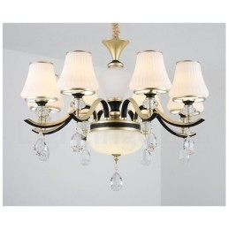 Moderne, eigentijdse retro luxe kristallen hanglamp kroonluchter met glazen kap