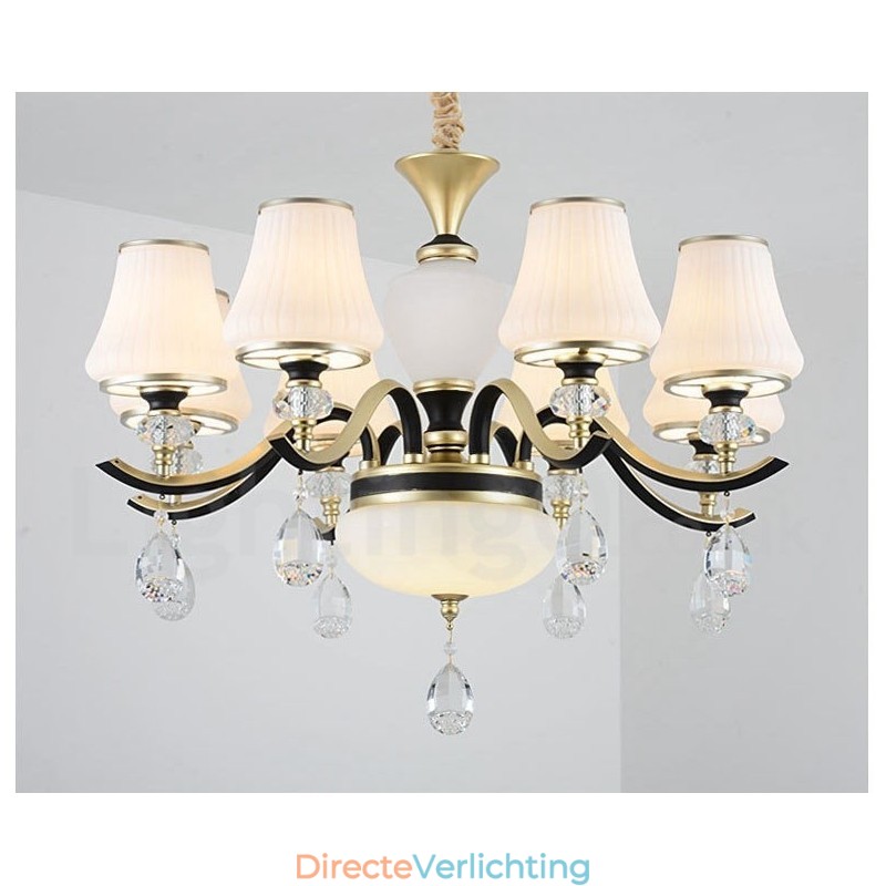 Moderne, eigentijdse retro luxe kristallen hanglamp kroonluchter met glazen kap