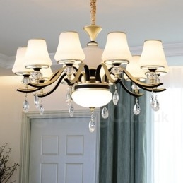 Moderne, eigentijdse retro luxe kristallen hanglamp kroonluchter met glazen kap