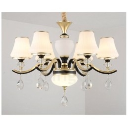 Moderne, eigentijdse retro luxe kristallen hanglamp kroonluchter met glazen kap