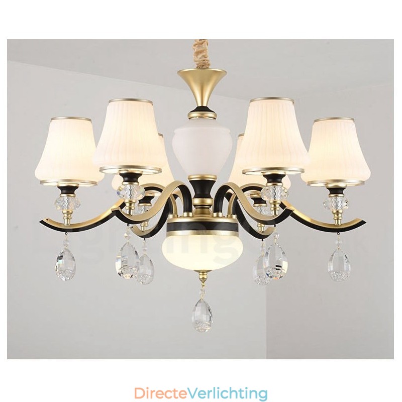 Moderne, eigentijdse retro luxe kristallen hanglamp kroonluchter met glazen kap