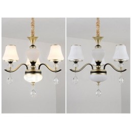 Moderne, eigentijdse retro luxe kristallen hanglamp kroonluchter met glazen kap
