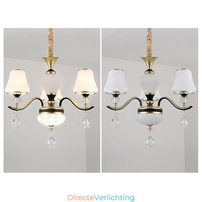 Moderne, eigentijdse retro luxe kristallen hanglamp kroonluchter met glazen kap
