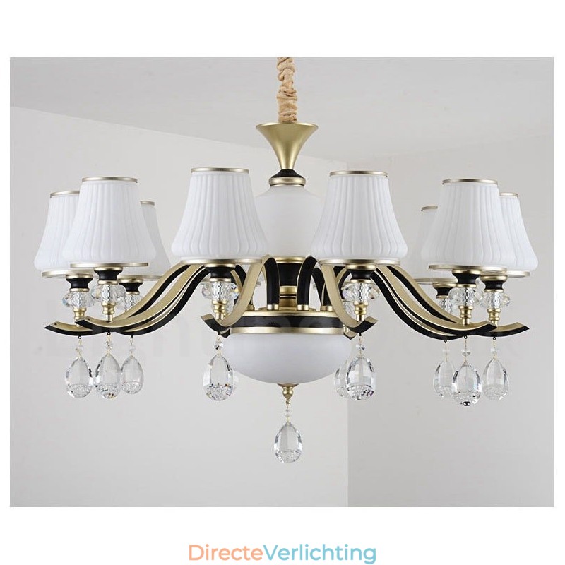 Moderne, eigentijdse retro luxe kristallen hanglamp kroonluchter met glazen kap