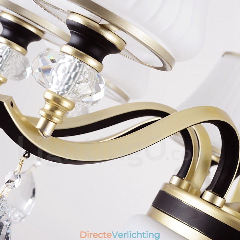 Moderne, eigentijdse retro luxe kristallen hanglamp kroonluchter met glazen kap