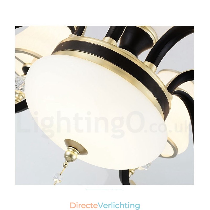Moderne, eigentijdse retro luxe kristallen hanglamp kroonluchter met glazen kap