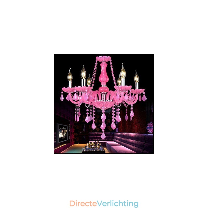 Koffielamp Project Light Kaars Kristal Hanglamp Roze