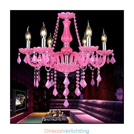Koffielamp Project Light Kaars Kristal Hanglamp Roze