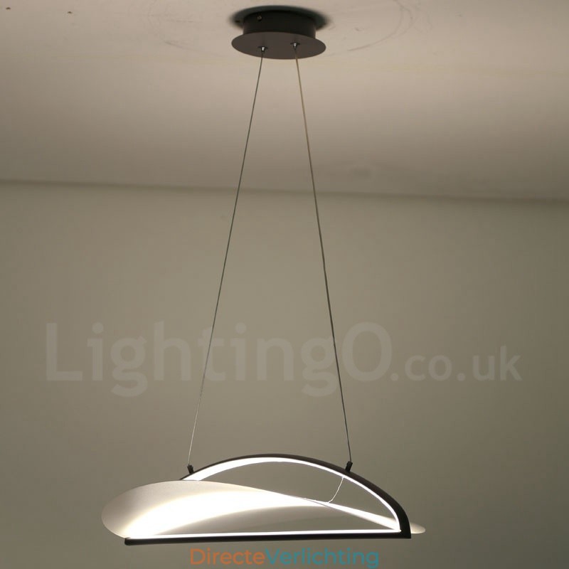 Moderne, eigentijdse 1-lichts acryl hanglamp met stalen kap