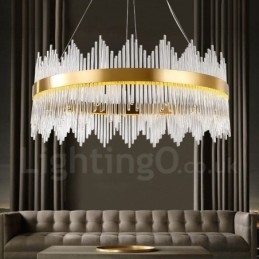 Moderne, eigentijdse stalen hanglamp met glazen kap