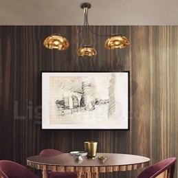 Moderne eigentijdse 3-lichts stalen kroonluchter met acryl kap