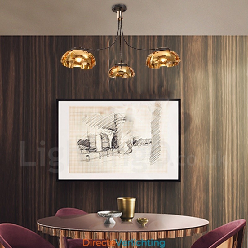 Moderne eigentijdse 3-lichts stalen kroonluchter met acryl kap
