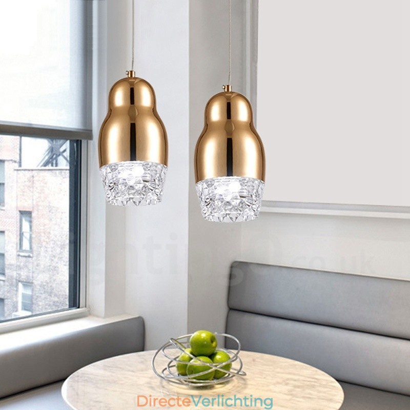 Moderne, eigentijdse hanglamp van aluminiumlegering met 1 lichtbron en acrylkap