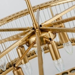 Moderne, eigentijdse hanglamp van staal met 8 lampen en een kap van kristalacryl