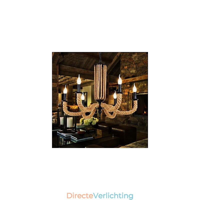 Retro touw kroonluchter ijzeren lamp
