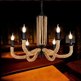 Retro touw kroonluchter ijzeren lamp
