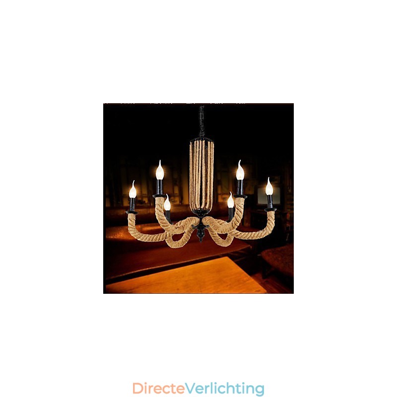Retro touw kroonluchter ijzeren lamp