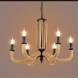 Retro touw kroonluchter ijzeren lamp