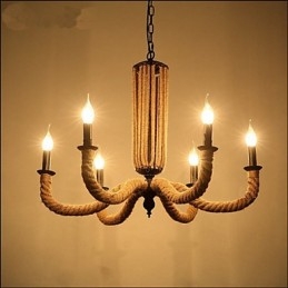 Retro touw kroonluchter ijzeren lamp