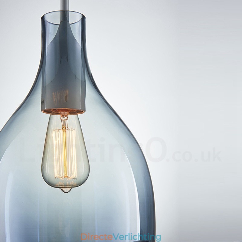 Moderne, eigentijdse hanglamp van glas met 1 lichtbron en glazen kap