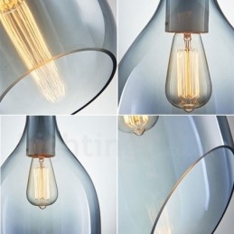Moderne, eigentijdse hanglamp van glas met 1 lichtbron en glazen kap