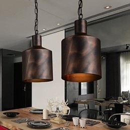 Kroonluchter Rustieke Lodge Drum Metalen Hanglamp