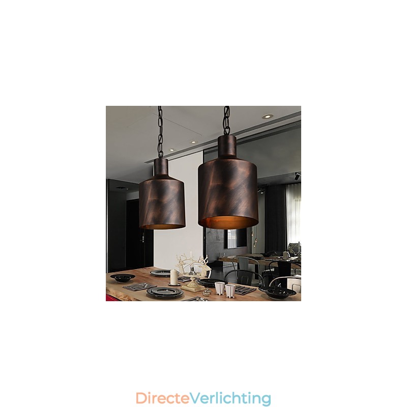 Kroonluchter Rustieke Lodge Drum Metalen Hanglamp