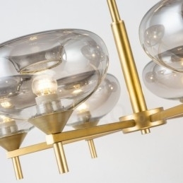Moderne eigentijdse 6-lichts kroonluchter van aluminiumlegering met glazen kap