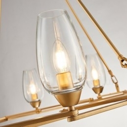 Moderne, eigentijdse hanglamp van staal met 10 lampen en glazen kap