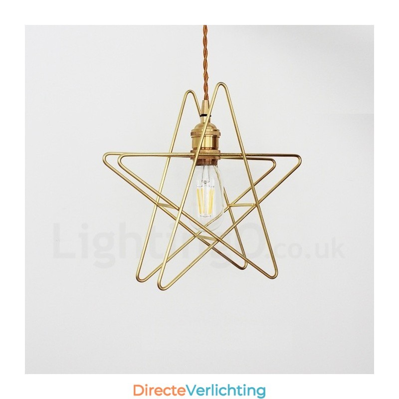 Moderne, eigentijdse 1-lichts messing hanglamp met kap