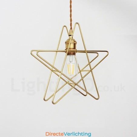 Moderne, eigentijdse 1-lichts messing hanglamp met kap Moderne, eigentijdse 1-lichts messing hanglamp met kap