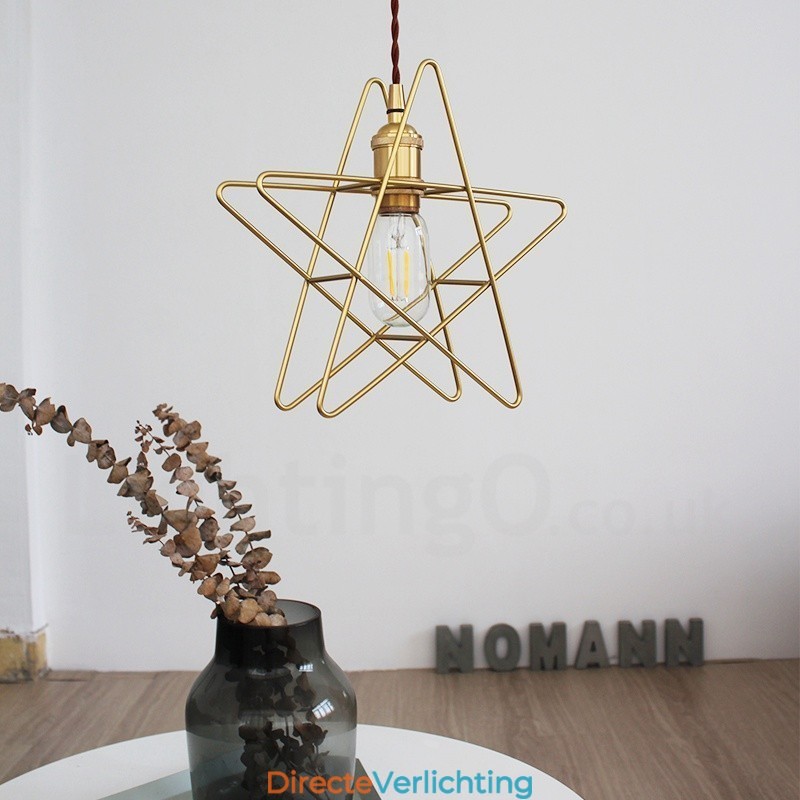 Moderne, eigentijdse 1-lichts messing hanglamp met kap