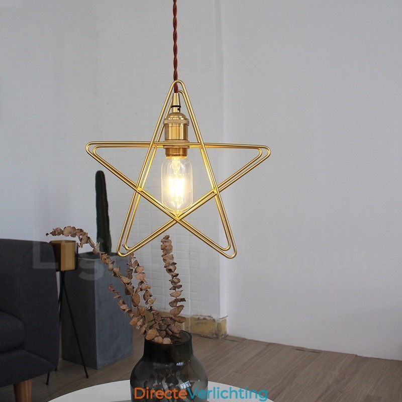 Moderne, eigentijdse 1-lichts messing hanglamp met kap