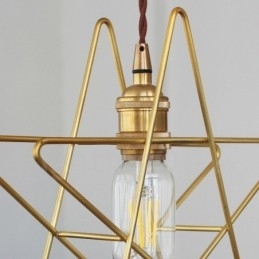 Moderne, eigentijdse 1-lichts messing hanglamp met kap